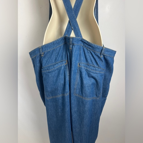 Anthropologie Pilcro Size 26W (3X) Wide-Leg 100% Cotton Denim Jumpsuit Overalls - Picture 12 of 16